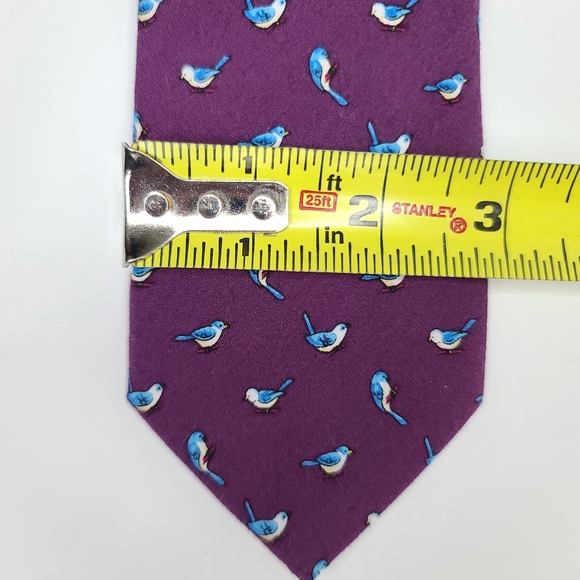 CROWN & IVY Purple Bird Tie. - Picture 5 of 6